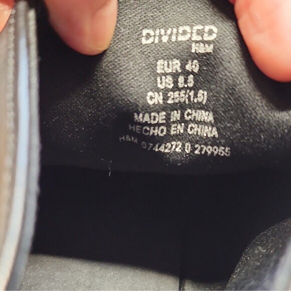 Divided H&M Boots Women 8.5 Punk Biker Hgh Block Heel Black Lace Up Y2K 90 Style - Picture 4 of 7